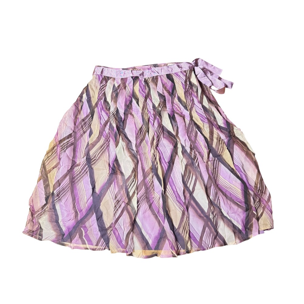 Worthington Purple Plaid 100% Silk Midi Skirt
